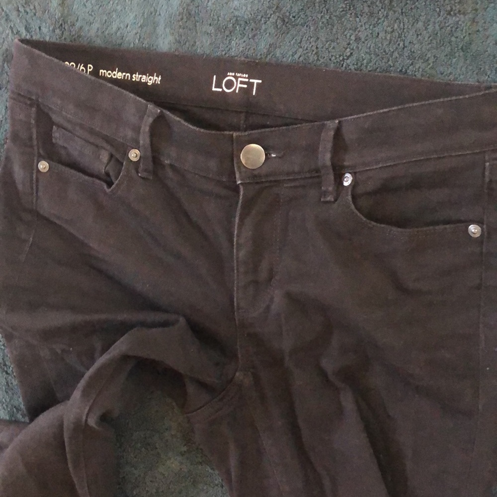 LOFT Dark Gray Straight Leg Jeans